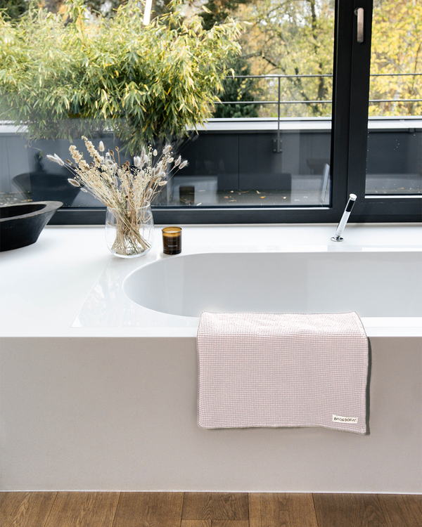 BADESOFA® Handtuch Waffelpiqué Bio-Baumwolle perlmutt